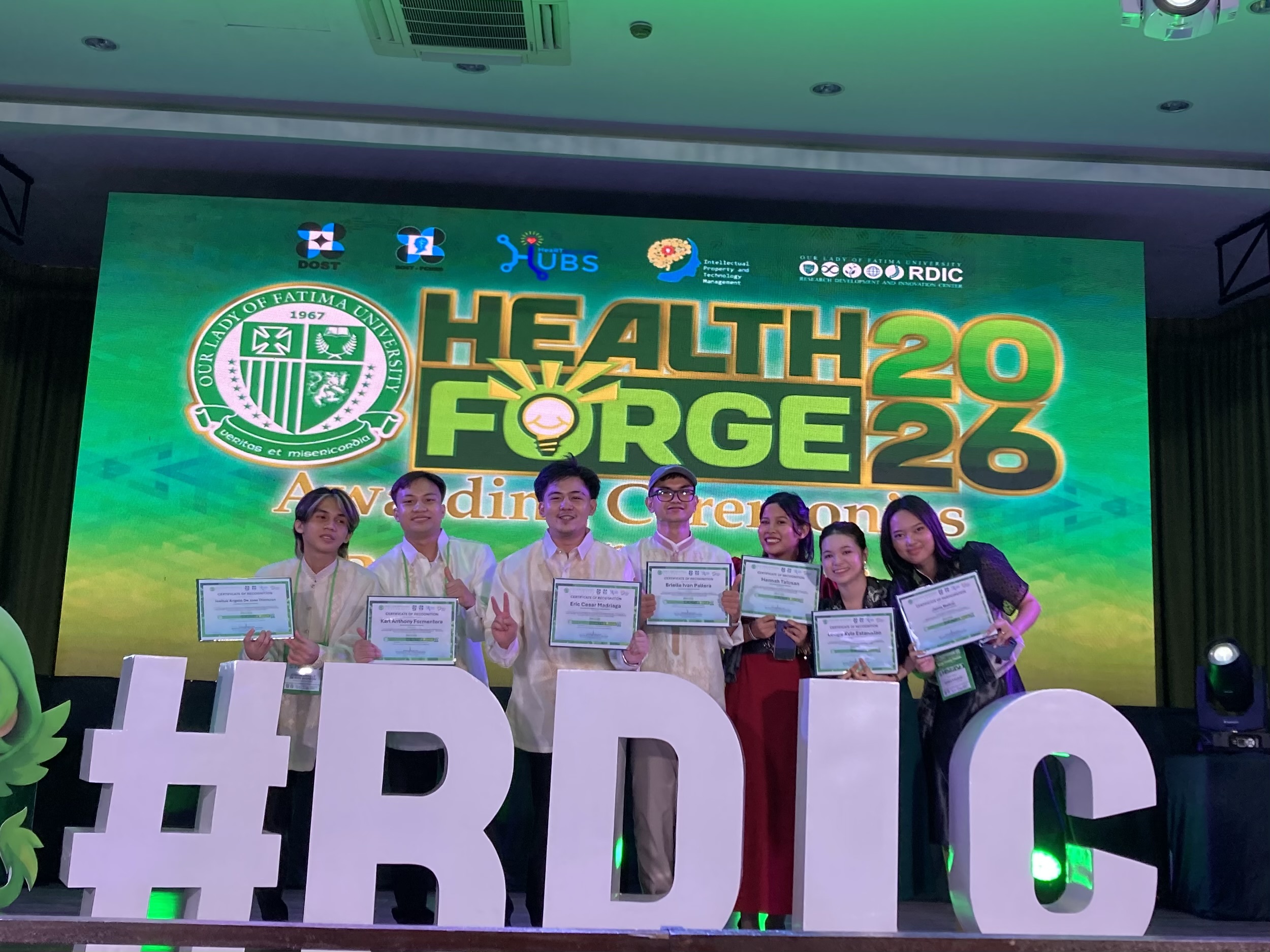 Team Agila on stage at the HealthForge 2026 awarding ceremonies